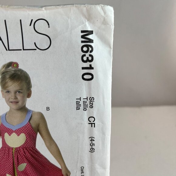 McCalls M6310 Toddlers Childrens Dresses Hat Tote Bag Pattern CF 4 5 6 UNCUT - Picture 4 of 8